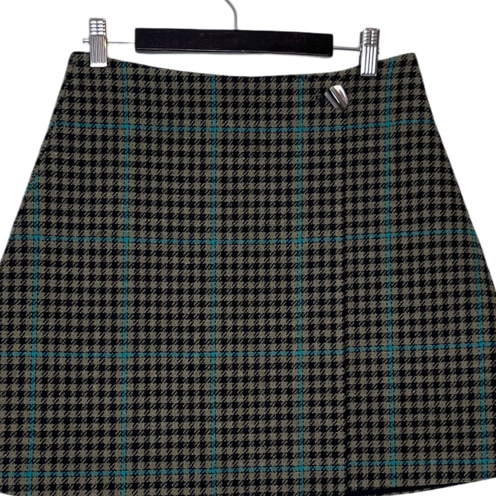 & Other Stories Check Houndstooth Sz 6 Wool Blend Overlap Mini Wrap Skirt - Picture 5 of 13